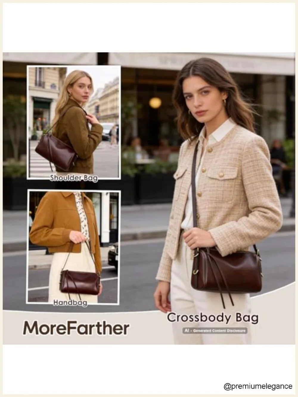 Genuine Leather Hobo Crossbody Bag with Adjustable Strap, Zip Closure,